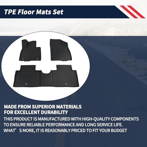 Promrmr TPE Floor Mats Set for Hyundai Palisade 2026 7-Seater Gasoline, All-Weather Waterproof Cargo Liner with Seat Back Protector + Mini Broom & Dustpan Set, Odorless Anti-Slip Interior Accessories by Promrmr - Image 5