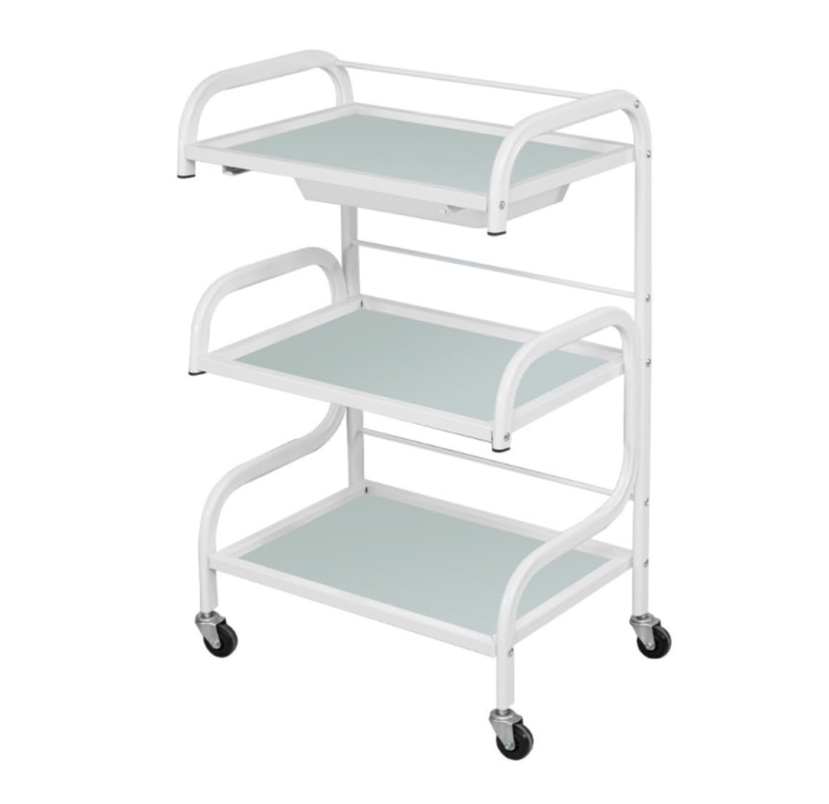 Beauty 3 Tier Beauty Trolley Metal And Glass Salon Movable Trolleys Rolling Cart With Wheel Trolley(C)