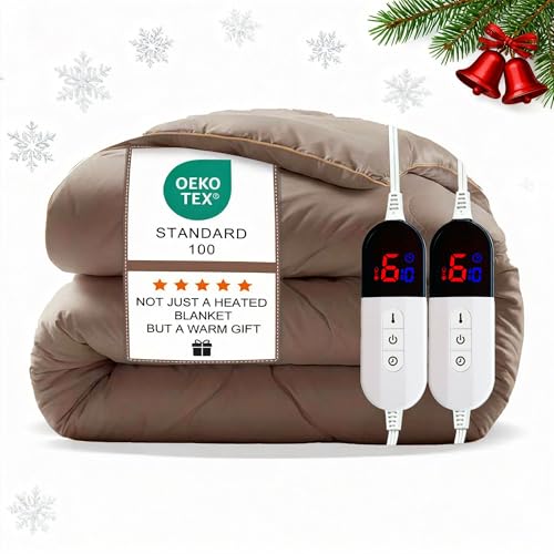 AEPINBH Electric Blanket King Size - Dual Control Heated Blanket King Size, Fast Heating with...