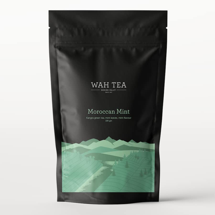 Image of Wah Tea Moroccan Mint Leaves | 100% Natural Green Tea | Hand-Plucked from Kangra Valley | Rich in Antioxidants | Zero Calories | Pesticide-Free Herbal Tea | Refreshing & De-Stress Mint Infusion | 100g