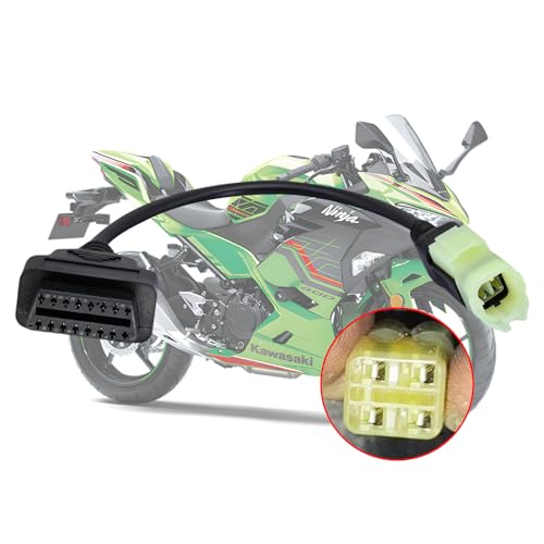 VZG OBD2 Diagnostic Cable Adapter for Kawasaki Motorcycle 4 Pin Connector,Fits Kawasaki Z250 Z650 Z1000 ER6N EX650F Ninja400 Motorbike ECU Diagnostic,Work with OBD Motorcycle Scan Tools Code Reader