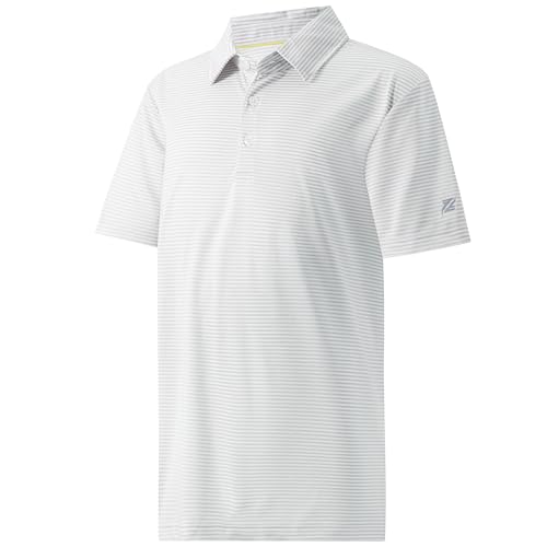 Image of Boys Polo Shirts Short Sleeve Striped Performance Moisture Wicking Dry Fit Golf Shirts for Boys Youth Kids