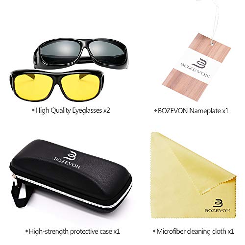 BOZEVON Occhiali da Sole da Uomo - Due Pezzi