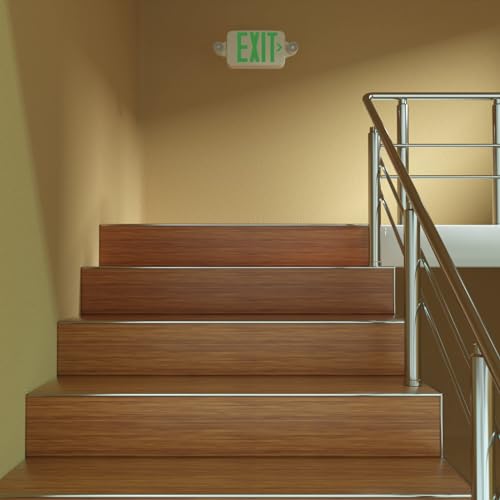 Image of FREELICHT 6 Pack Green Exit Sign with Emergency Lights, Two LED Adjustable Head Emergency Light with Battery, Exit Sign for Business