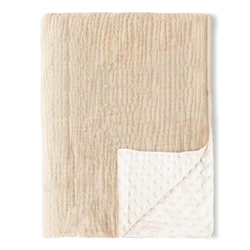 Chungie Soft Baby Blanket – 100% Cotton Muslin Front & Plush Minky Fleece Back