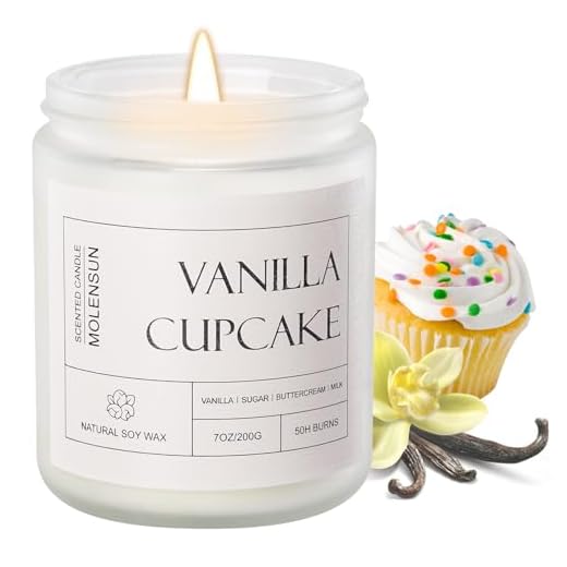 Molensun Vanilla Cupcake Scented Candle, Soy Wax 7 oz