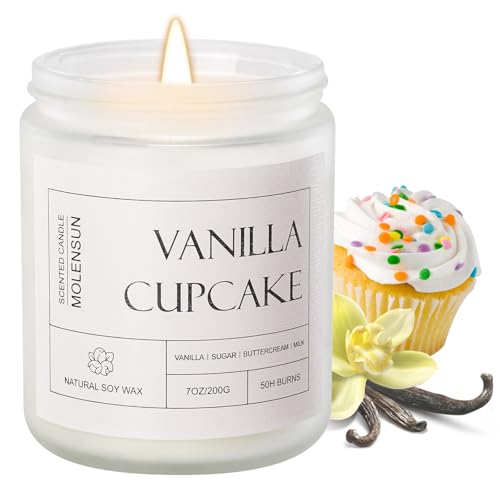 Molensun Vanilla Cupcake Scented Candle, Aromatherapy Jar Candles, 7 oz Long Lasting Candles, Soy...