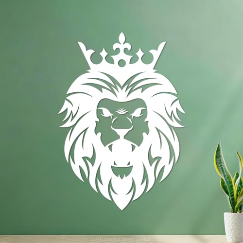 Adesivi murali Corona da predatore africano con testa di leone arrabbiato 34x47.4cm Cultura del tatuaggio Bianco
