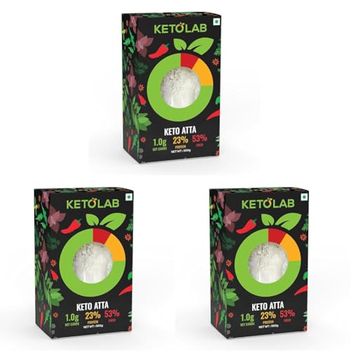 Image of Ketolab Keto Aata Flour, 500 Gms (Pack of 6), 1g Net Carb & 23% High Protein /Soft Roti, Identical to Wheat Flour, Low Carb, Pre-Biotic High Fibre, Low GI, Keto Diet, Weight Loss, Diabetic Friendly