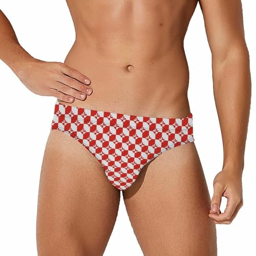 Maple Leaf Canada Flag Printed Swim Briefs for Men Sexy Bikini Swimwear Elastic Beach Trunks Bathing Suit
