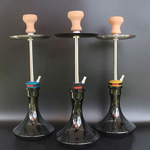 WJMT Hukahn Set Black Glass Hukahn Schlauch Premium Aluminiumstab Edelstahl Haken Shisha Pipe Set Complete Kit mit… – Bild 6