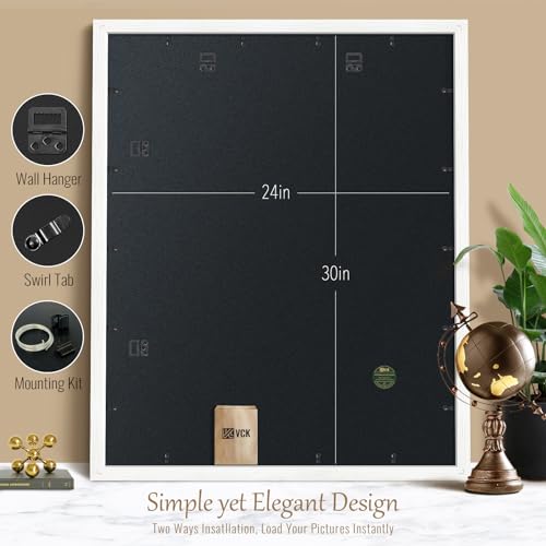 Image of VCK 24x30 Poster Frame Solid Wood White 3 Pack Picture Frames 24 x 30 Inches with Wall Mounting Hanging