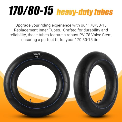 Image of AR-PRO (2-Pack) 170 /80-15 Replacement Inner Tubes Heavy Duty with PV-78 Valve Stem - Premium Butyl Rubber Power Sports Inner Tube Perfect for 170 80-15 Tire