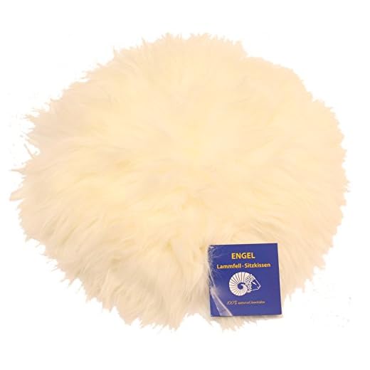 Reissner Lammfelle | DIANA-34-WEI | Sitzauflage | Echtes Schaffell | hochwollig | Seiten eingefasst | Rückseite mit Stoff abgefüttert | rund | 34cm Weiss