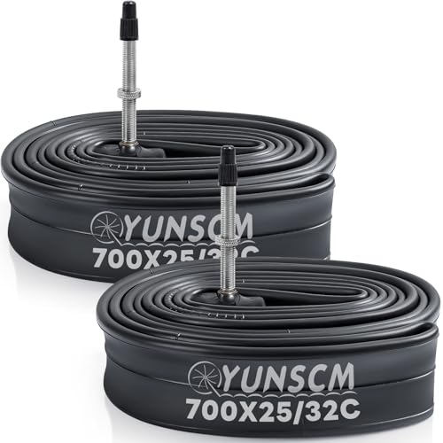YunSCM 2本,700 28c チューブ,仏式バルブ48mm,700x25/32c 自転車チューブ,適用 700x25c/700x28c/700x30c/700x32c ロードバイク,G-276