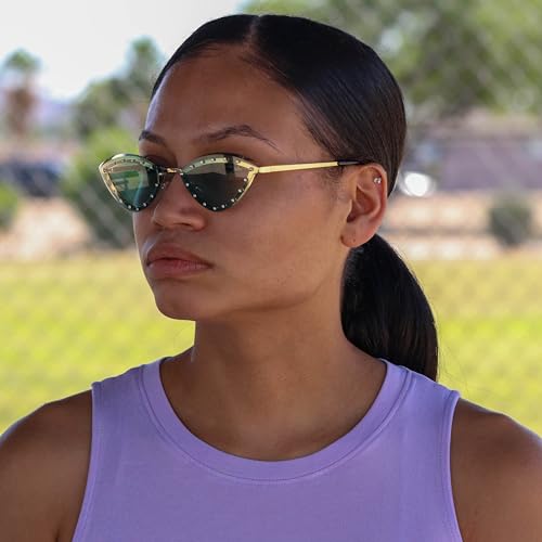 Triangle Cat Eye Sunglasses Women, Rimless Crystal Cat Eye Sun Glasses Female Unique Elegant Rhinestone Shades4