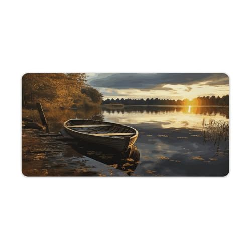 Boat at Lake Shore Mouse Pad Grande Antideslizante