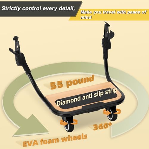Image of Piggyback Ride-Along Board for Vista (Models 2015-2019),Vista V2,and Vista V3 Strollers,Stroller Standing Board with 360 Universal Wheel,Use EVA Foam Wheels Smoothly Nnavigate Through Rugged Roads