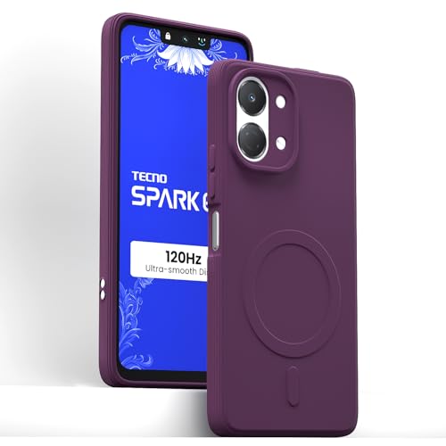 Image of Pikkme Back Cover for Tecno Spark Go 3 Soft Matte Silicone Mag-Safe Design (Mag-Safe Not Support) Camera Protection | Slim Fit Bumper Cover (Purple)