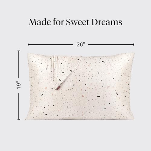 Image of Kitsch Satin Pillowcase with Zipper - Standard Size, White Terrazzo | Softer Than Silk Pillow Cases, Smooth Cooling Satin Pillow Case for Hair and Skin, Wrinkle-Free, Machine Washable