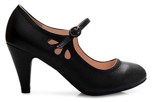 Olivia K Women's Kitten Heels Mary Jane Pumps - Adorable Vintage Shoes- Unique Round Toe Design with an Adjustable Strap2
