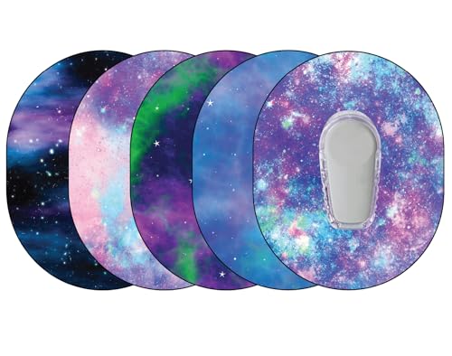 Glucomart Adhesive Patches for Dexcom G6 (5 Count) – Maximum Strength CGM Patches, Waterproof & Hypoallergenic (Galaxy Variety Pack)