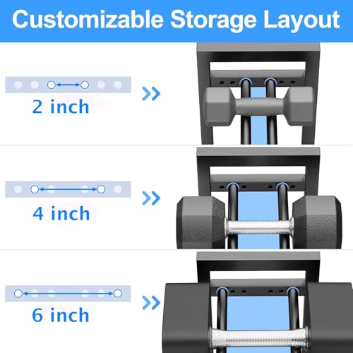 Image of WINSTAR 2-Tier Adjustable Dumbbell Rack | Heavy-Duty Home Gym Weight Storage Stand for Dumbbells & Kettlebells | Space-Saving Home Gym Organizer (Rack Only, Black)