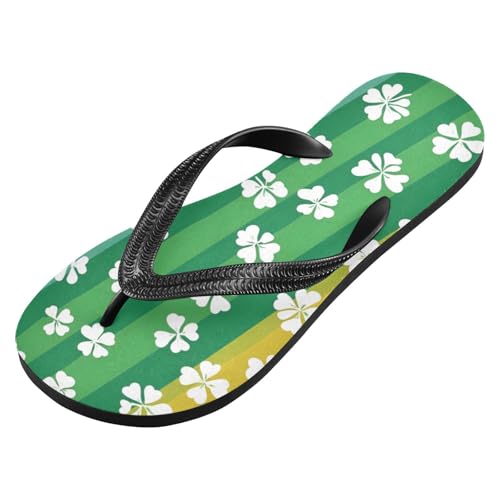 Women Beach Summer Casual Flip Flop St. Patrick's Clover Rainbow StripeQuick Dry Sandals Slipper for Men 214B8321