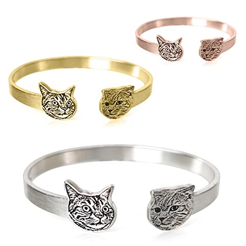 ChookeStudio Personalized Pet Cuff Bracelet, Sterling Silver Dog Mom Jewelry, ...