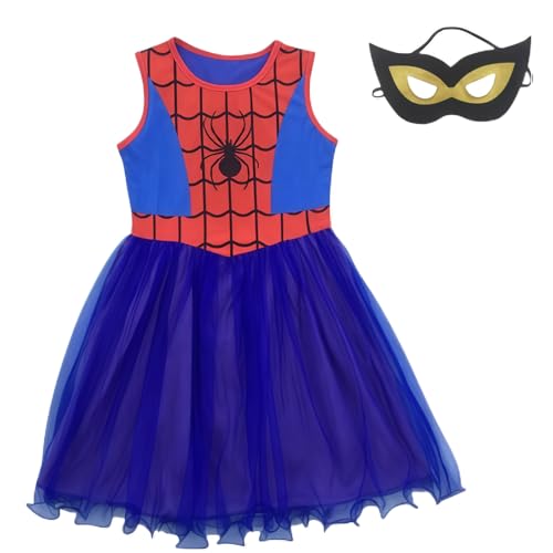 GWAWG Disfraz de araña de Halloween para niños, disfraz de Spider-Girl, disfraces de Halloween con máscara, disfraz de lujo para niñas para carnaval, fiesta de máscaras (150)