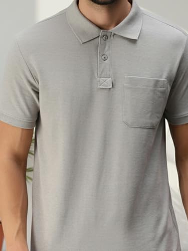 Image of Lux Cozi Men's Half Sleeve Soild Casual Regular Fit T-Shirt with Chest Pocket | Polo Tshirt for Men