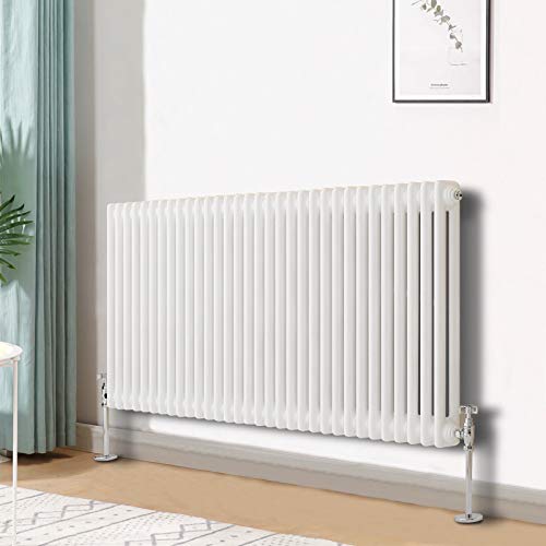 Blümme Traditional Horizontal Cast Iron Radiator Central Heating Radiators White Double Column 600 x 1460mm