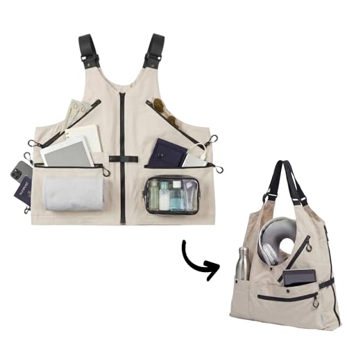 HygaLivia 2-in-1 Convertible Travel Vest with Pockets for Men & Women | Avoid Carry-On Fees | Wearable Luggage | Vest Bag