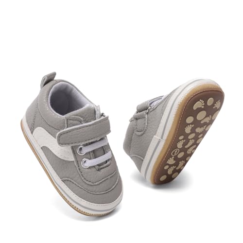 Image of Clowora Baby Boys Girls Shoes Non-Slip Rubber Sole Sneakers Infant First Walking Toddler Crib Shoes Newborn Loafers Flats.