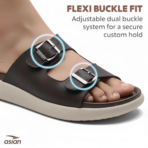 Image of ASIAN Medisol-03 Men's Orthopedic Comfort Slippers | Soft Cushion Footbed, Dual Adjustable Buckle Straps, Lightweight Anti-Skid Sole, Stylish Sandals