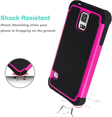 Gamemiuz Galaxy S5 Case, Galaxy S5 Case With [2 Pack] Tempered Glass Screen Protector, Shockproof Defender Armor Protective Dual Layer Hybrid Tpu Plastic Rugged Case For Samsugng Galaxy S5 - Rose #TOP1