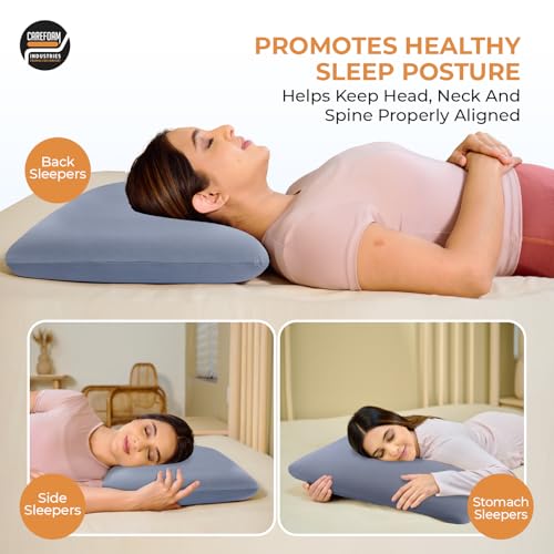 Image of CareFoam Cooling Memory Foam Pillow - Feels Cool on Touch | Nylon Spandex Cold Fabric Cover | Orthopedic Cervical Neck Pain Relief Pillow for Back, Side & Stomach Sleepers