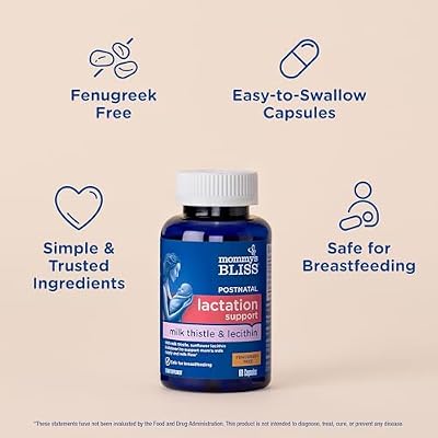 Mommy's Bliss Postnatal Lactation Support, Contains Milk Thistle, Shatavari, and Lecithin, 1 Bottle (60 Capsules)