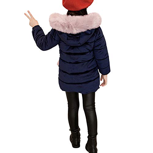 Evelin LEE Kids Girls Faux Fur Collar Hooded Velvet Puffer Jacket Winter Warm Zip Up Outwear Coat3