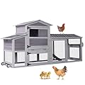 Aivituvin 83in Chicken Coop Mobile Hen House Outdoor Wooden Poultry Cage with Wheels Nesting Box Run for 4-6 Chickens