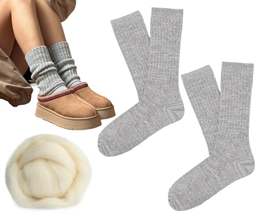 Uggsly Socks Womens Rib Knit Slouchy Fuzzy Scrunch Crew Sock Compatible With Uggs Boots 2025 Fashion Fall Winter Cute Soft Socks