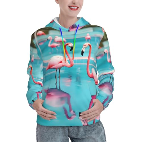Sweat à capuche avec poche kangourou et motif piscine au design ajusté