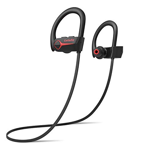 Letsfit Bluetooth Headphones IPX7 Waterproof 15Hrs Playtime Wireless Earbuds, Bluetooth 5.0 Running Headphones, HiFi Stereo in-Ear Earphones w/Mic Noise Cancelling for Sports, Workout, Gym (Renewed)