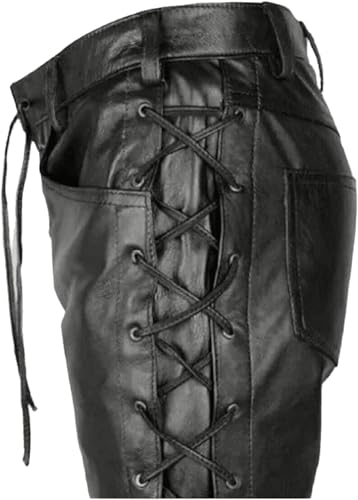 Classic Fit 5 Pockets Leather Pants for Men - Premium Biker Fashion Traditional Cowboy Western Pants2