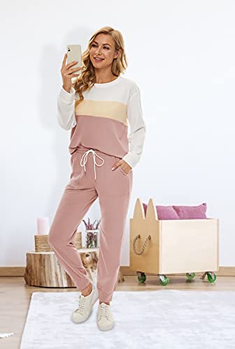 Image of Fengbay Two Piece Outfits for women Long Sleeve Crewneck Pullover Tops And Pants Sweatsuits Lounge Set with Pockets 2026