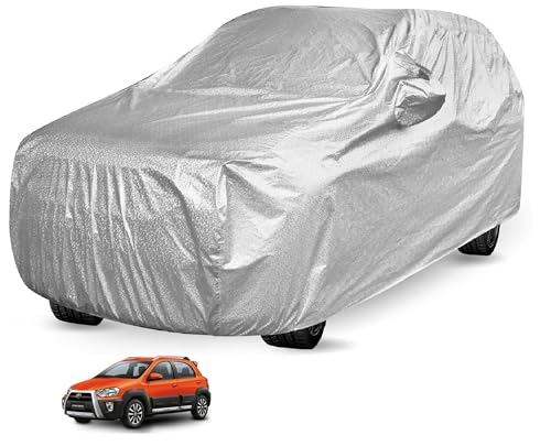 Image of Auto Hub Waterproof Car Cover Compatible with Etios Cross with Mirror Pockets, Soft Cotton Lining, Etios Cross Car Cover Waterproof, Metallic Silver