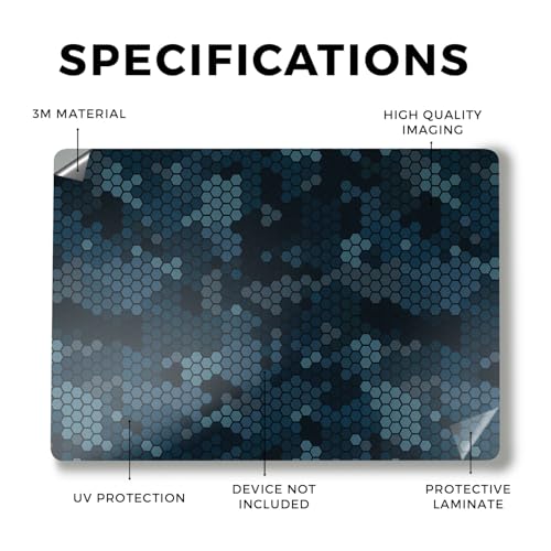 Image of Laptop Skin Compatible with Alienware M18 R2 (2024) - Blue Hexa Camo - Premium 3M Vinyl Protective Wrap Decal Cover - Easy to Apply | Crafted in The USA by MightySkins