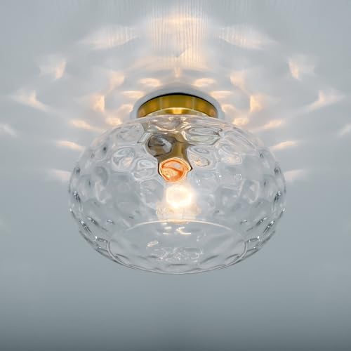 Image of 11 inch Hammered Glass Shade Replacement for E26 Pendant Light, Chandelier, Table Desk Floor Lamp and Wall Sconce, Clear Transparent Lampshade for Vanity Light, Dia 11 inch, Height 5.5 inch, Fitter 1.65 inch