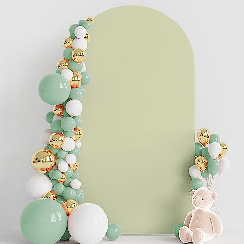 Wokceer 7.2FT Wedding Arch Cover Spandex Fitted Wedding Arch Stand Covers Round Top Chiara Arch Backdrop Cover for Birthday Party Ceremony Banquet Decoration Sage Green