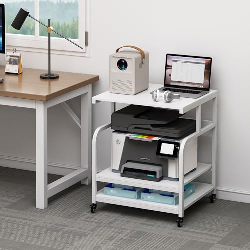 Image of Fannova 25.6 inchx23.6 inchx30.9 inch Extra Large White Printer Stand with Storage